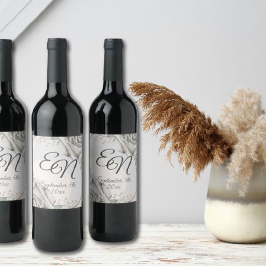 Rustikale Monogramm Blume Hochzeit Weinetikett