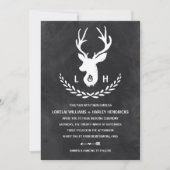 Rustikale Monogramm | Chalkboard Stag Wedding Einladung (Vorderseite)