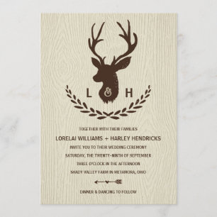 Rustikale Monogramm   Country Chic Stag Wedding Einladung