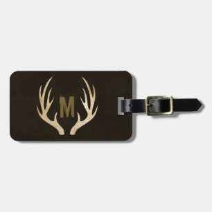 Rustikale Monogramm Deer Antler Gepäckanhänger