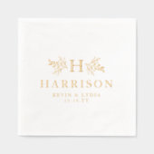 Rustikale Monogramm einfache Hochzeit Servietten Mit Folie (Vorderseite)