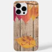 Rustikale Monogramm erste Autumn Leaf Lights Wood Case-Mate iPhone Hülle (Rückseite)