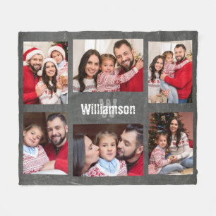 Rustikale Monogramm-Familienfoto-Sammelkarte Fleecedecke