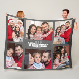 Rustikale Monogramm-Familienfoto-Sammelkarte Fleecedecke