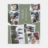 Rustikale Monogramm-Familienkollage 7 Foto Salbei Fleecedecke (Vorderseite)