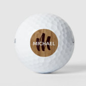Rustikale Monogramm für einen Golfer Golfball (Vorderseite)