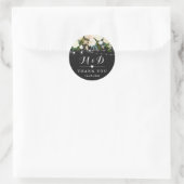 Rustikale Monogramm-Gastgeschenk Hochzeit für Elfe Runder Aufkleber (Tasche)