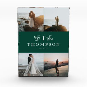 Rustikale, monogramm-grüne Hochzeitscollage Fotoblock