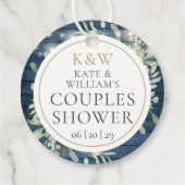 Rustikale Monogramm Grünpaare Polterabend Geschenkanhänger (Rückseite)