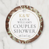 Rustikale Monogramm Grünpaare Polterabend Geschenkanhänger (Rückseite)