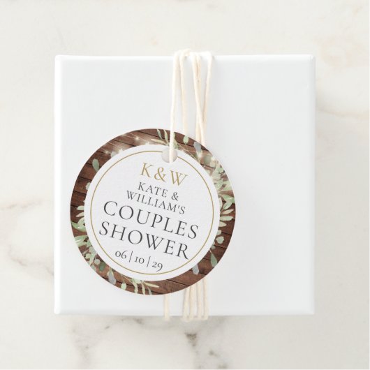 Rustikale Monogramm Grünpaare Polterabend Geschenkanhänger (Beispiel)