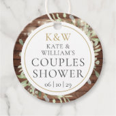 Rustikale Monogramm Grünpaare Polterabend Geschenkanhänger (Vorderseite)