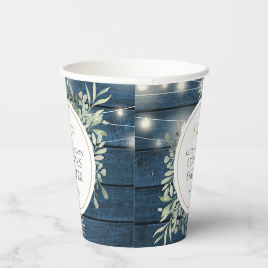 Rustikale Monogramm Grünpaare Polterabend Pappbecher (Rechts)