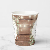 Rustikale Monogramm Grünpaare Polterabend Pappbecher (Links)