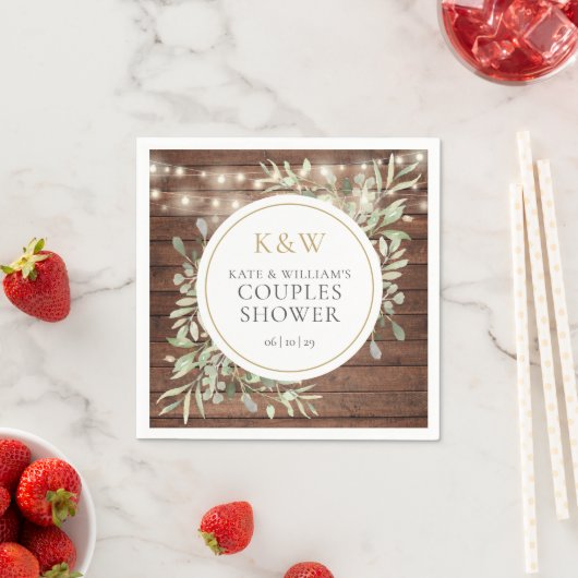 Rustikale Monogramm Grünpaare Polterabend Serviette (Beispiel)