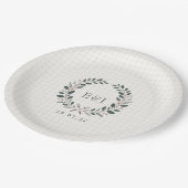 Rustikale Monogramm-I-Do-BBQ-Hochzeit Pappteller (Schrägansicht)