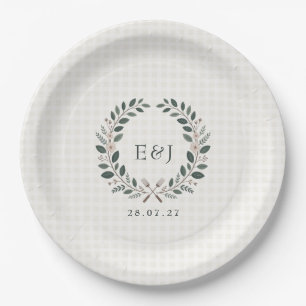 Rustikale Monogramm-I-Do-BBQ-Hochzeit Pappteller
