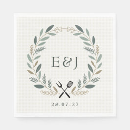 Rustikale Monogramm-I-Do-BBQ-Hochzeit Serviette