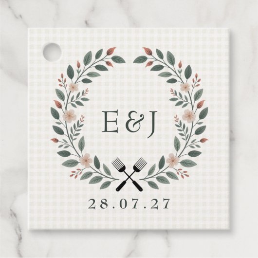 Rustikale Monogramm-Ich-mache-BBQ Geschenkanhänger (Vorderseite)