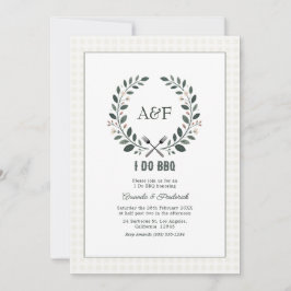 Rustikale Monogramm-Ich-mache-BBQ-Hochzeit Einladung