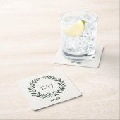 Rustikale Monogramm-Ich-mache-BBQ-Hochzeitsdusche Rechteckiger Pappuntersetzer (Vor Ort)
