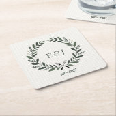 Rustikale Monogramm-Ich-mache-BBQ-Hochzeitsdusche Rechteckiger Pappuntersetzer (angewinkelt)