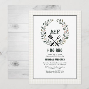 Rustikale Monogramm-Ich-mache-BBQ-Hochzeitsparty Einladung