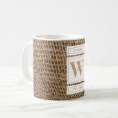 Rustikale Monogramm-Initiale aus Jute Kaffeetasse (Vorderseite Links)