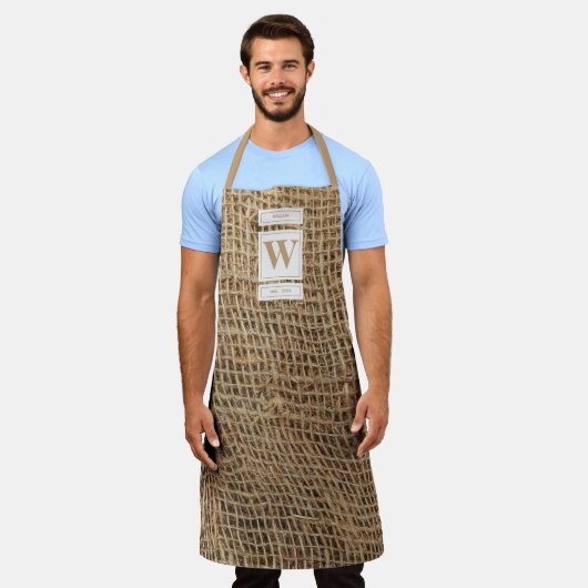 Rustikale Monogramm-Initiale aus Jute Schürze (Getragen)