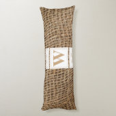 Rustikale Monogramm-Initiale aus Jute Seitenschläferkissen (Rückseite (Vertikal))