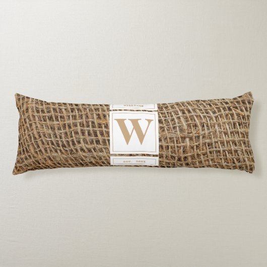 Rustikale Monogramm-Initiale aus Jute Seitenschläferkissen (Vorderseite)