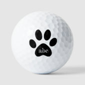 Rustikale Monogramm-Initialen Katzenhund schwarze  Golfball (Vorderseite)