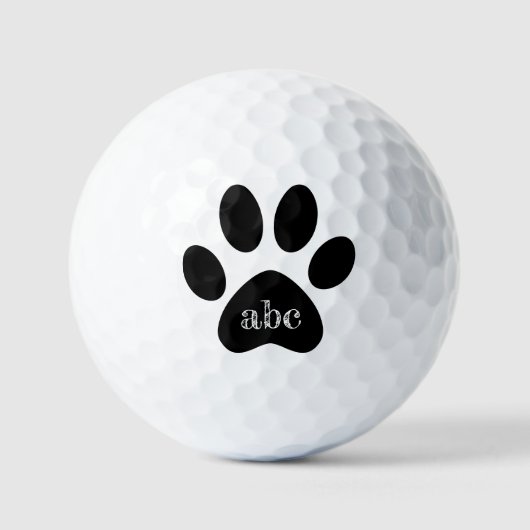 Rustikale Monogramm-Initialen Katzenhund schwarze Golfball (Vorderseite)