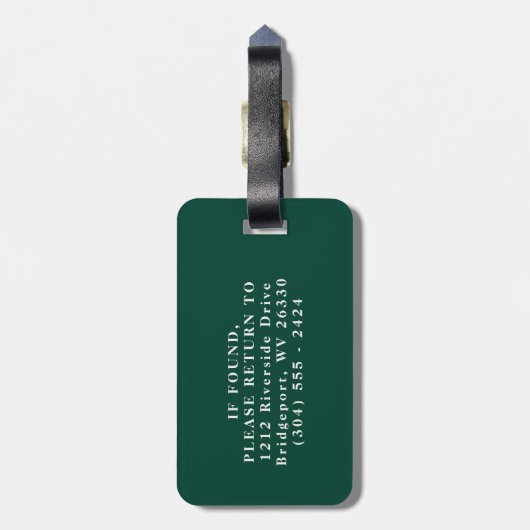 Rustikale Monogramm Jäger, grünes Gepäckanhänger (Rückseite vertikal)
