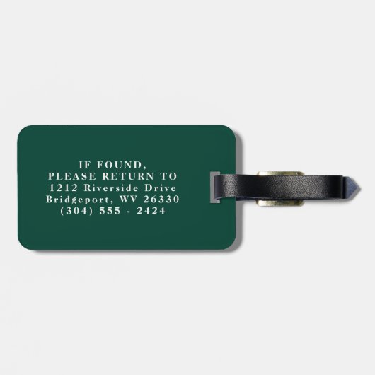 Rustikale Monogramm Jäger, grünes Gepäckanhänger (Rückseite horizontal)