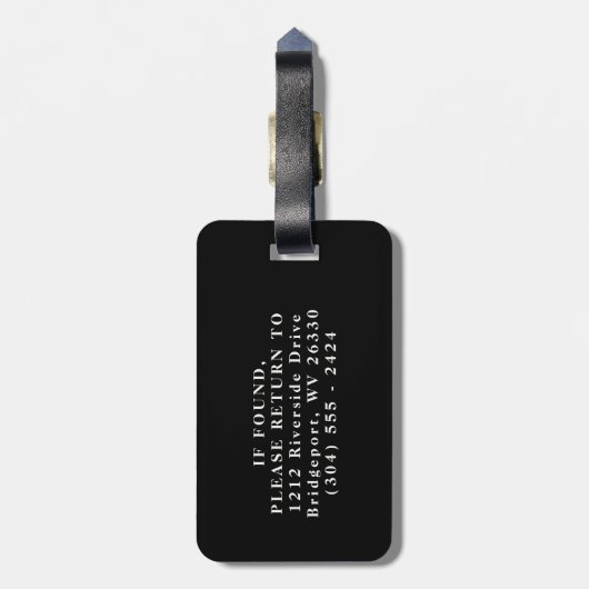 Rustikale monogramm-Kennzeichnung für schwarz-weiß Gepäckanhänger (Rückseite vertikal)