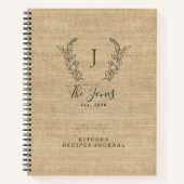 Rustikale, monogramm-Kochbuch-Rezepte Notizblock (Vorderseite)