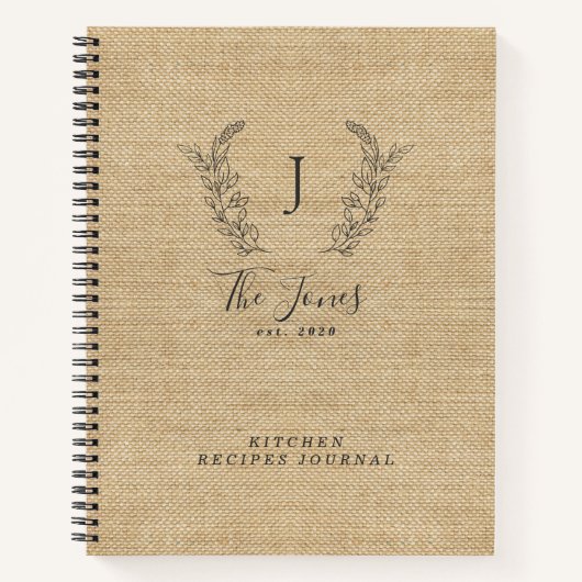 Rustikale, monogramm-Kochbuch-Rezepte Notizblock (Vorderseite)