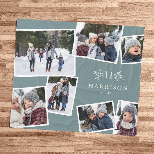 Rustikale Monogramm-Kollektion 7 Foto aquamarin Fleecedecke