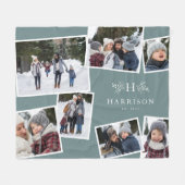 Rustikale Monogramm-Kollektion 7 Foto aquamarin Fleecedecke (Vorderseite (Horizontal))