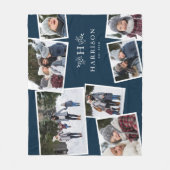 Rustikale Monogramm-Kollektion 7 Foto blau Fleecedecke (Vorderseite)