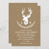 Rustikale Monogramm | Kraft Paper Stag Wedding Einladung (Vorne/Hinten)