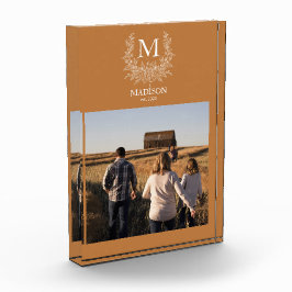 Rustikale Monogramm Kupfer personalisiert Fotoblock