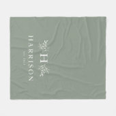 Rustikale Monogramm leichte Phalingrün personalisi Fleecedecke (Vorderseite (Horizontal))