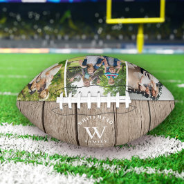 Rustikale Monogramm Leichtholz Foto Collage Footba Football