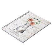 Rustikale Monogramm-Rose Baumwolle Eukalyptus-Holz Notizblock (Linke Seite)