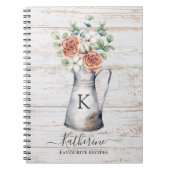 Rustikale Monogramm-Rose Baumwolle Eukalyptus-Holz Notizblock (Vorderseite)