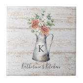 Rustikale Monogramm-Rose Eukalyptus-Baumwolle in e Fliese (Vorderseite)