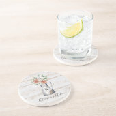 Rustikale Monogramm-Rose Eukalyptus-Baumwolle in e Getränkeuntersetzer (Seite)