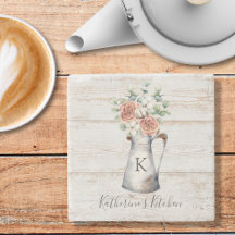 Rustikale Monogramm-Rose Eukalyptus-Baumwolle in e